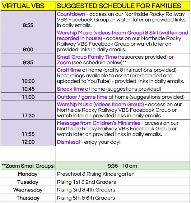 sample Schedule image Group VBS Tools