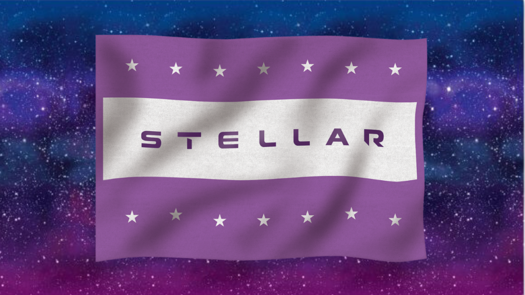 Stellar Purple and white VBS Flag on galaxy background